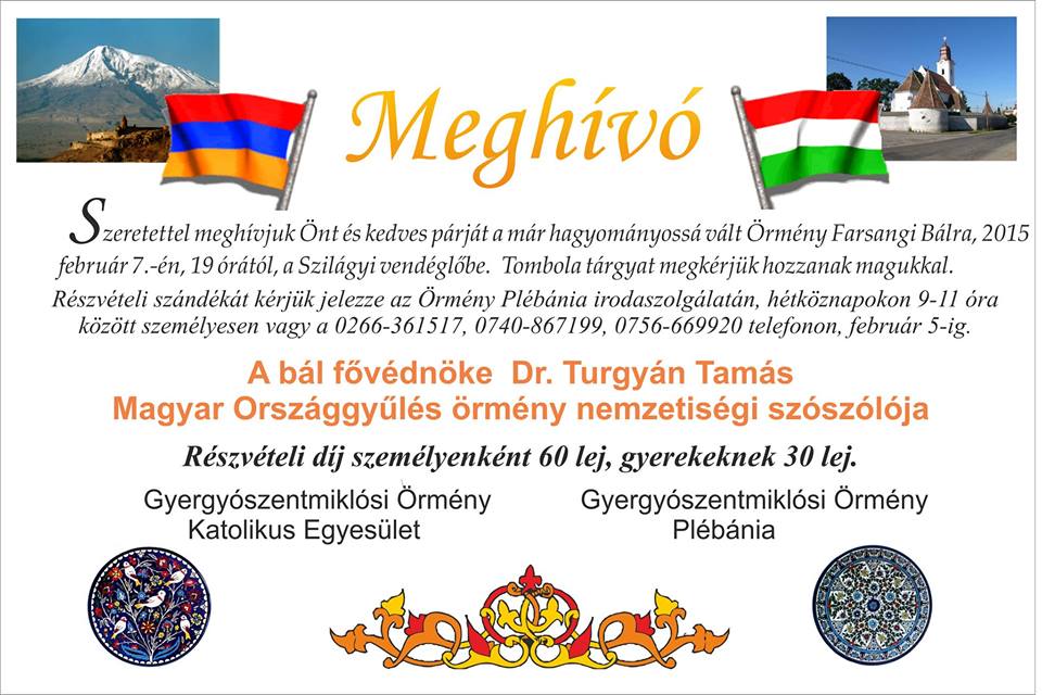 Gyergyói Örmények - Örmény Farsangi bál 2015 meghívó